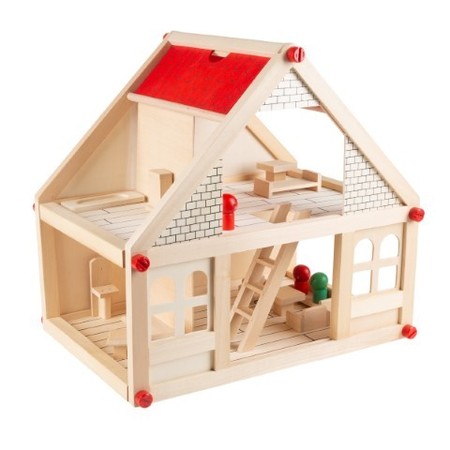Toy Time Dollhouse Pretend Play, 2 Story Wood Playset, Furniture Accessories, Dolls, for Toddlers, Boys, Girls 403577BYU